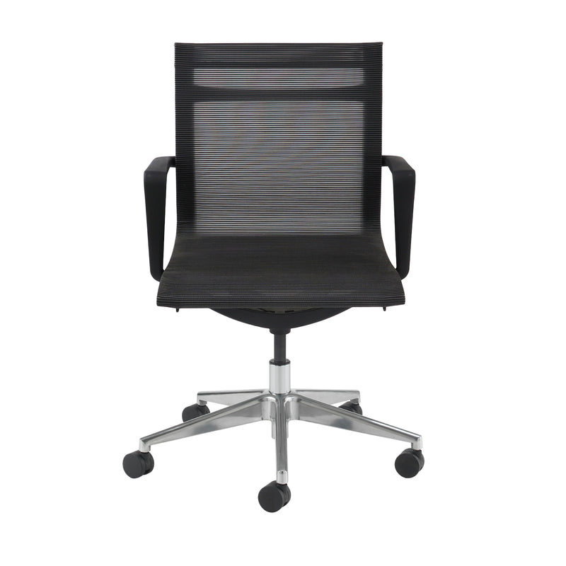 Sirena Black Mesh Meeting Chair With Chrome Base - NWOF