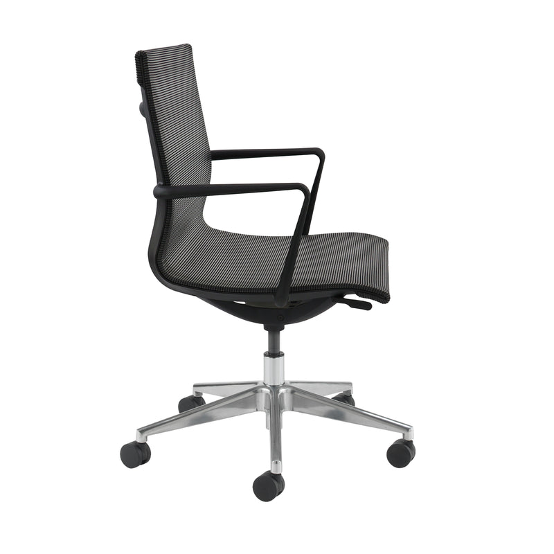 Sirena Black Mesh Meeting Chair With Chrome Base - NWOF