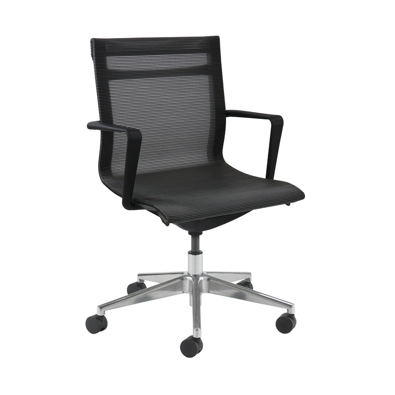 Sirena Black Mesh Meeting Chair With Chrome Base - NWOF