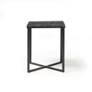 Dams Siano square side table with black steel frame and lotus wood top, modern furniture for living room or bedroom decor