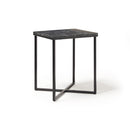 Dams Siano square side table with black steel frame and lotus wood top, modern accent furniture for living room or bedroom.