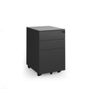 Black Steel 3 Drawer Wide Mobile Pedestal by Dams, featuring sturdy metal construction and smooth rolling casters.