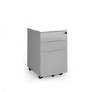 Silver Dams Steel 3 Drawer Wide Mobile Pedestal with smooth rolling casters and sleek storage design, ideal for office organization.