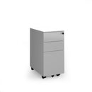 Silver Dams Steel 3 Drawer Narrow Mobile Pedestal with casters for office storage and organization.