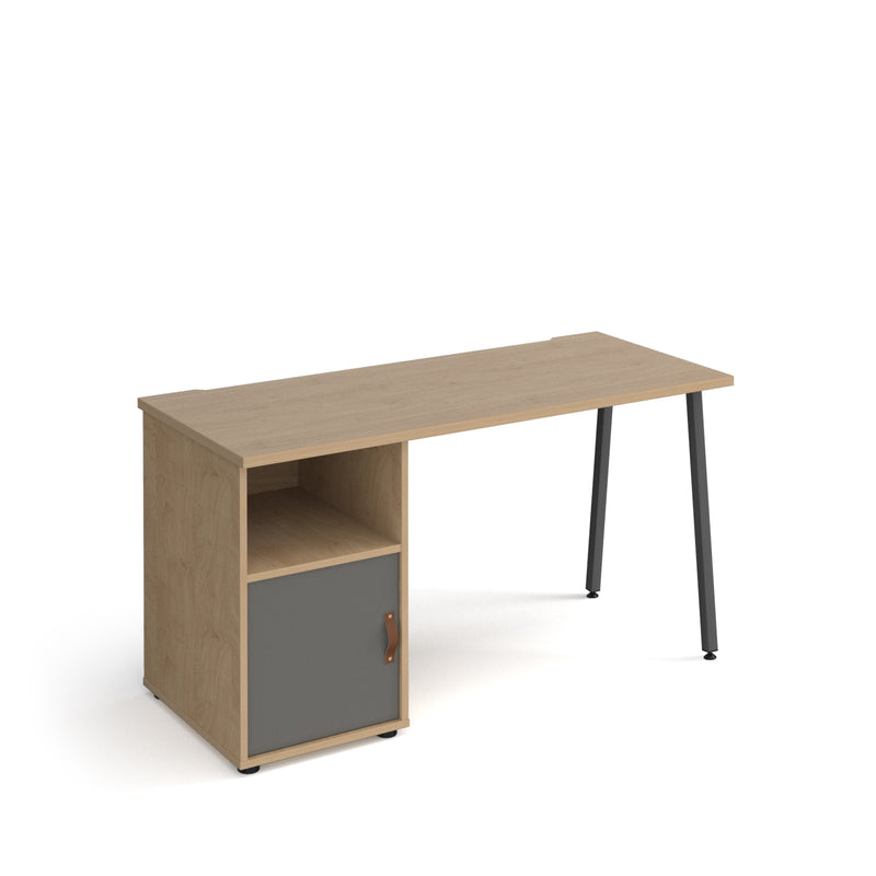 Sparta Straight Desk With A-Frame Legs & Support Pedestal With Cupboard Door - NWOF