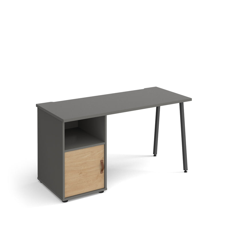 Sparta Straight Desk With A-Frame Legs & Support Pedestal With Cupboard Door - NWOF