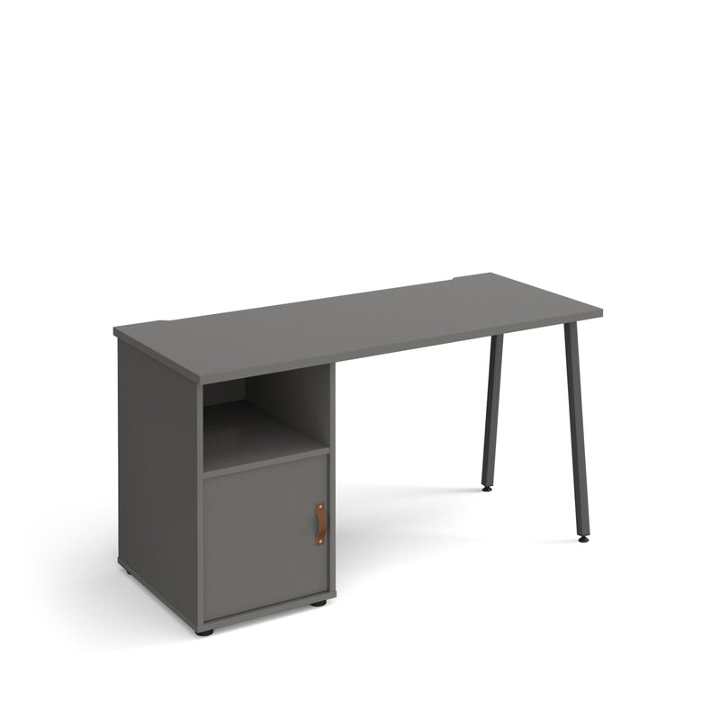 Sparta Straight Desk With A-Frame Legs & Support Pedestal With Cupboard Door - NWOF