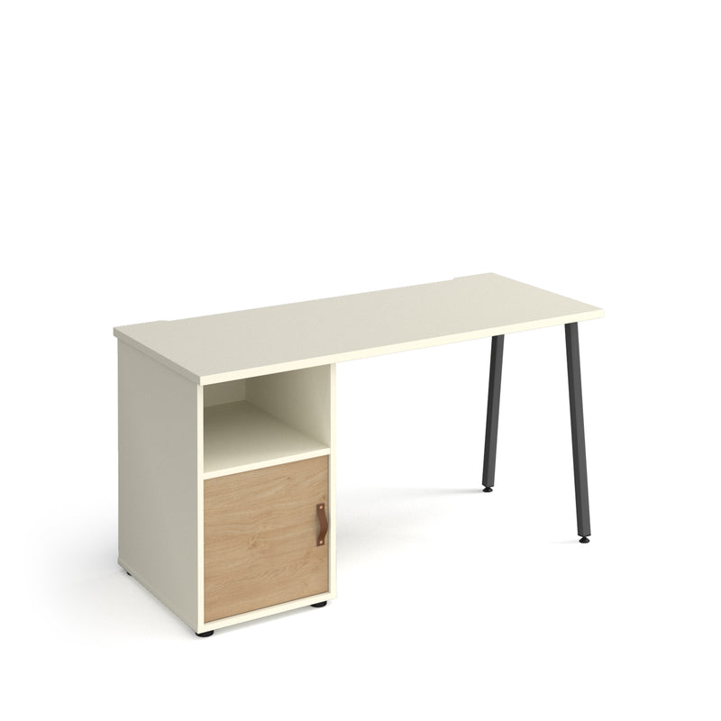 Sparta Straight Desk With A-Frame Legs & Support Pedestal With Cupboard Door - NWOF