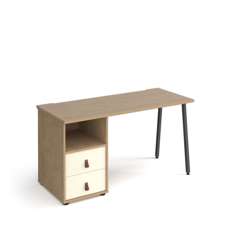 Sparta Straight Desk With A-Frame Legs & Support Pedestal With Drawers - NWOF