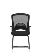 Spec Astro Mesh Cantilever Visitor Chair with black mesh seat and chrome frame, designed for office waiting areas.
