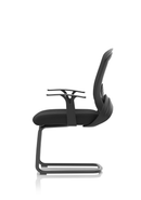 Spec Astro Mesh Cantilever Visitor Chair with black mesh seat and chrome metal frame, ideal for office waiting areas.