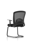 Spec Astro Mesh Cantilever Visitor Chair with black mesh seat and chrome frame, modern ergonomic design for office waiting areas.