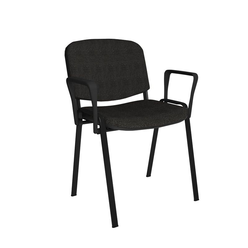 Taurus Stackable Meeting Room Chair With Black Frame & Fixed Arms - NWOF