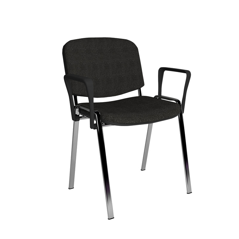 Taurus Stackable Meeting Room Chair With Chrome Frame & Fixed Arms - NWOF