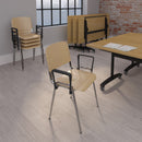 Taurus Wooden Stackable Meeting Room Chair With Fixed Arms - Beech With Chrome Frame - NWOF