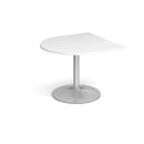 Dams Trumpet Base Radial Extension Table in white with 1000x1000mm surface, showcasing the sturdy table base and extended surface.