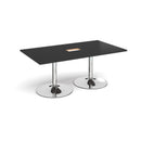 Trumpet Base Rectangular Boardroom Table With Central Cut-Out - Black - NWOF