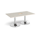 Trumpet Base Rectangular Boardroom Table With Central Cut-Out - Light Grey - NWOF