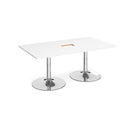 Trumpet Base Rectangular Boardroom Table With Central Cut-Out - White - NWOF
