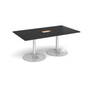 Trumpet Base Rectangular Boardroom Table With Central Cut-Out - Black - NWOF