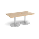 Trumpet Base Rectangular Boardroom Table With Central Cut-Out - Kendal Oak - NWOF