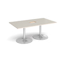 Trumpet Base Rectangular Boardroom Table With Central Cut-Out - Light Grey - NWOF