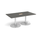 Trumpet Base Rectangular Boardroom Table With Central Cut-Out - Onyx Grey - NWOF