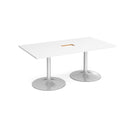 Trumpet Base Rectangular Boardroom Table With Central Cut-Out - White - NWOF