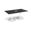 Trumpet Base Rectangular Boardroom Table With Central Cut-Out - Black - NWOF