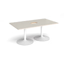 Trumpet Base Rectangular Boardroom Table With Central Cut-Out - Light Grey - NWOF