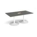 Trumpet Base Rectangular Boardroom Table With Central Cut-Out - Onyx Grey - NWOF