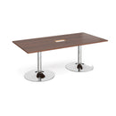 Trumpet Base Rectangular Boardroom Table With Central Cut-Out - Walnut - NWOF
