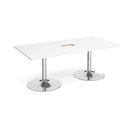 Trumpet Base Rectangular Boardroom Table With Central Cut-Out - White - NWOF