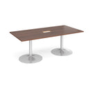 Trumpet Base Rectangular Boardroom Table With Central Cut-Out - Walnut - NWOF