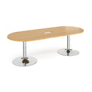 Trumpet Base Radial End Boardroom Table With Central Cut-Out 2400mm x 1000mm - Oak - NWOF