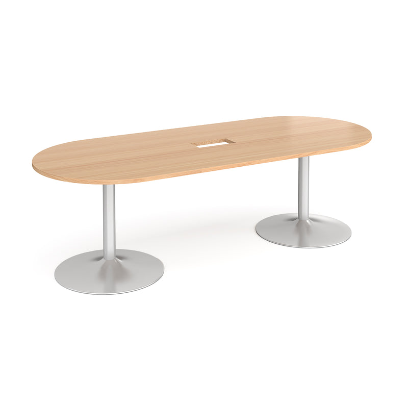 Trumpet Base Radial End Boardroom Table With Central Cut-Out 2400mm x 1000mm - Beech - NWOF