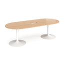 Trumpet Base Radial End Boardroom Table With Central Cut-Out 2400mm x 1000mm - Beech - NWOF