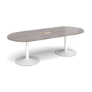 Trumpet Base Radial End Boardroom Table With Central Cut-Out 2400mm x 1000mm - Grey Oak - NWOF