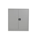 Gray TC Steel double door cupboard with sleek handles and sturdy construction, ideal for storage in modern home or office.