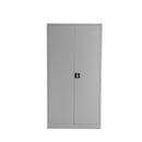 Front view of the TC Steel Double Door Cupboard in grey, showcasing its modern design and sturdy double doors.