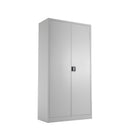 Front view of the TC Steel Double Door Cupboard in grey, showing its sleek double doors and modern design.