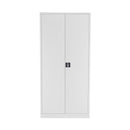 White TC Steel Double Door Cupboard with sleek modern design, featuring sturdy double doors and spacious interior storage.