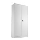 Front view of the TC Steel Double Door Cupboard in white, showcasing its sleek double-door design and sturdy metal construction.