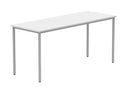 Front view of TC Core Multi-Purpose Table in Arctic White, showcasing its sleek tabletop and sturdy metal legs.