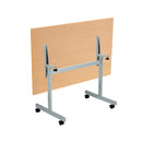 Back view of the TC One Eighty rectangular tilting table in beech wood with adjustable tilting mechanism.