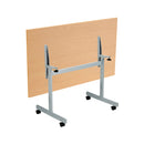 Back view of the TC One Eighty Rectangular Tilting Table in beech wood, showcasing its sturdy construction and tilting mechanism.