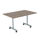 Gray oak rectangular tilting table by TC, model One Eighty, with sturdy frame and adjustable top for versatile workspace.