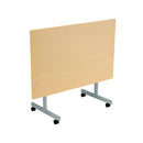 Front view of TC One Eighty Rectangular Tilting Table in Nova Oak finish, showcasing its sleek wooden surface and tilting mechanism.