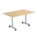 Rectangular tilting table in Nova Oak finish by TC, featuring a sturdy design and adjustable surface for versatile workspace use.