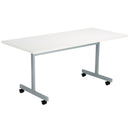 White One Eighty rectangular tilting table by TC, showing the front view with adjustable tilting mechanism and smooth surface.